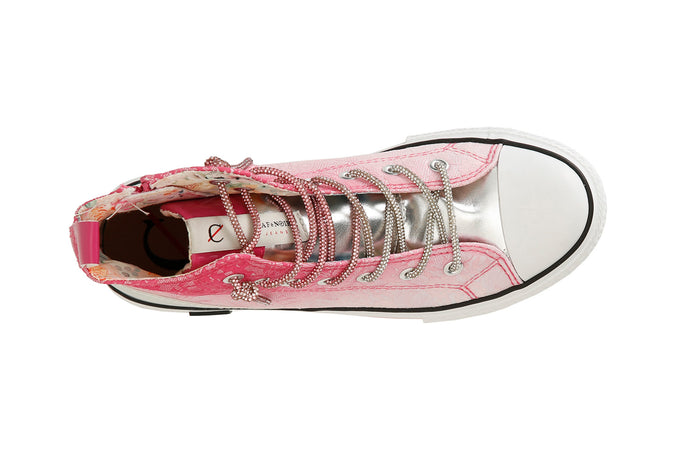 SNEAKERS MID PIZZO DEGRADè CON LACCI STRASS