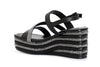 SANDALO ASIMMETRICO STRASS E NAPPA CON ZEPPA RIGHE STRASS