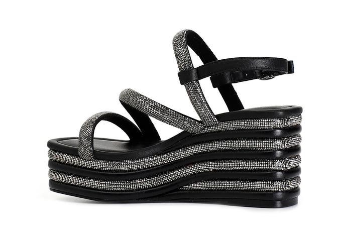 SANDALO STRASS CON ZEPPA RIGHE STRASS