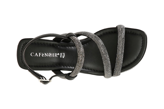SANDALO STRASS CON ZEPPA RIGHE STRASS