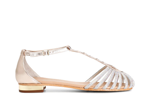 SANDALO IN PELLE CON MIGNON STRASS
