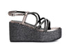 SANDALO CON LACCI INCROCIO IN STRASS ZEPPA FASCIA RAFIA