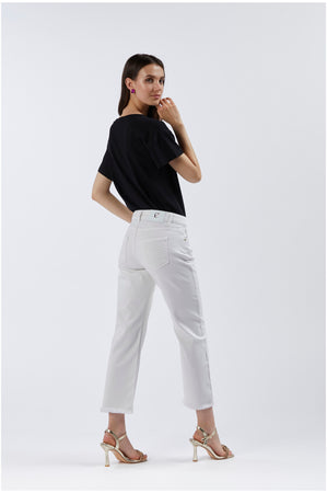 PANTALONE BOOTCUT CROPPED IN BULL DENIM