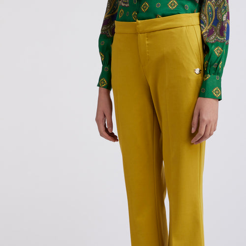 PANTALONE CROPPED FLARE TESSUTO ELASTICIZZATO