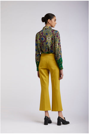 PANTALONE CROPPED FLARE TESSUTO ELASTICIZZATO