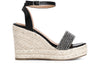 SANDALI CON MIGNONS STRASS SU ZEPPA CORDA