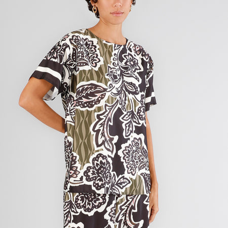 BLUSA MANICHE CORTE STAMPATA