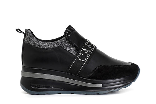 SLIPON IN PELLLE CON FASCIA LOGO STRASS