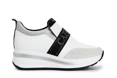 SLIPON IN PELLLE CON FASCIA LOGO STRASS