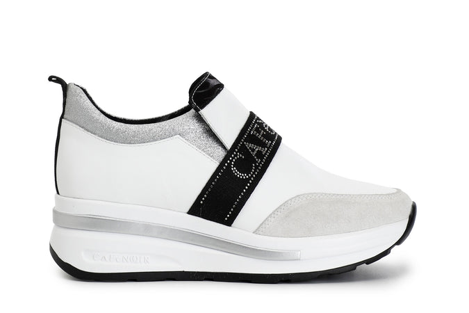 SLIPON IN PELLLE CON FASCIA LOGO STRASS