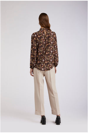 BLUSA CON COLLO ARRICCIATO GEORGETTE STAMPATA