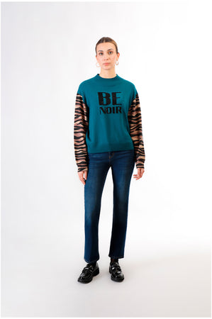 MAGLIA COLLO A CICLISTA  BE NOIR CON MANICHE STAMPATE