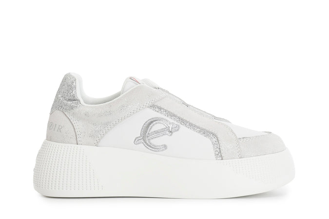 SLIPON IN PELLE SCAMOSCIATA LAMINATA CON RIPORTI GLITTER