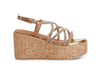 SANDALO CON LACCI INCROCIO IN STRASS ZEPPA FASCIA RAFIA