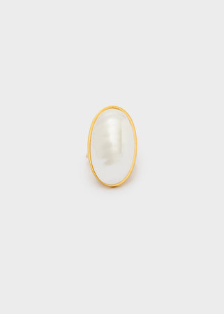 Anello ovale acciaio inossidabile oro perla