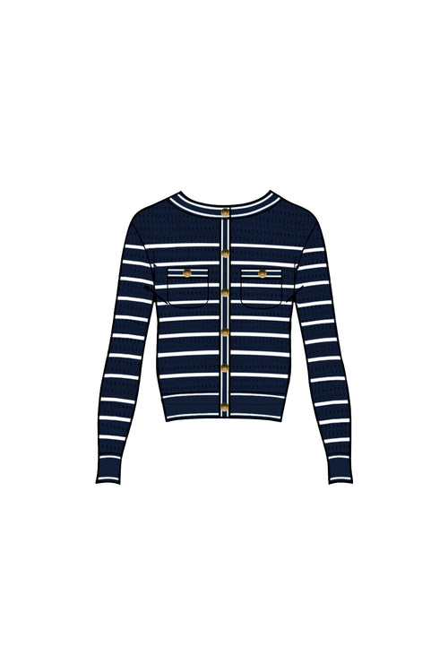 CARDIGAN RIGATO MOTIVO TRAFORO