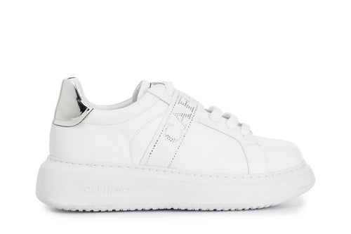 SNEAKERS IN PELLE CON NASTRO LOGATO