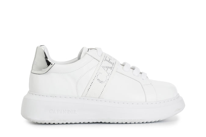 SNEAKERS IN PELLE CON NASTRO LOGATO