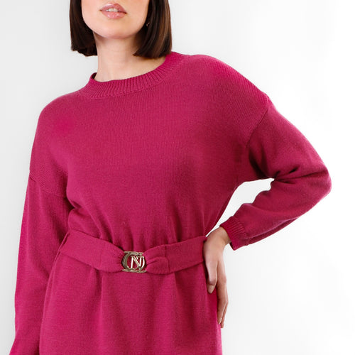 ABITO IN MAGLIA GIROCOLLO CON CINTURA