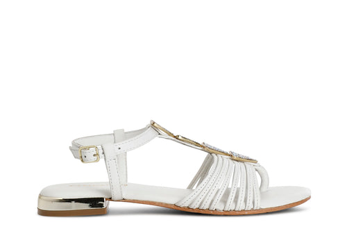 SANDALO IN PELLE MIGNON CON ACCESSORIO TRIANGOLO STRASS