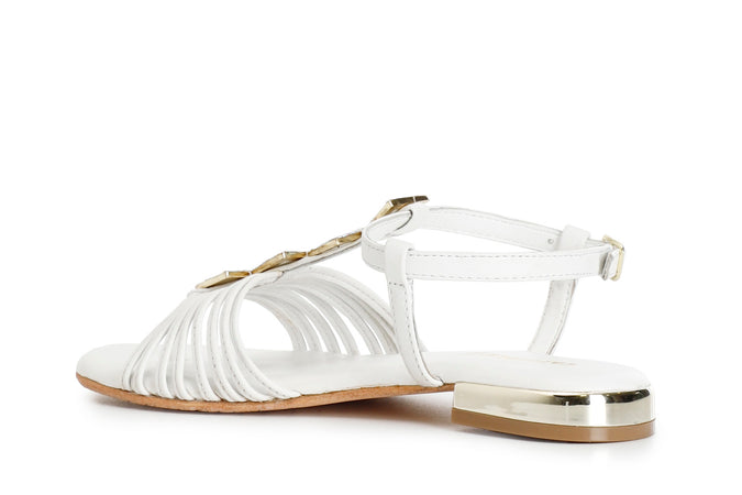 SANDALO IN PELLE MIGNON CON ACCESSORIO TRIANGOLO STRASS