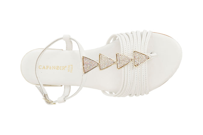 SANDALO IN PELLE MIGNON CON ACCESSORIO TRIANGOLO STRASS