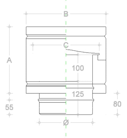 Fumaiolo da 250mm terminale tipo botte 4 venti di rame base tonda M maschio