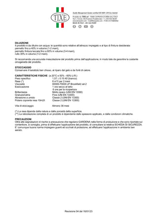 Tixe Gardena 4lt idro pittura superlavabile bianca opaca per interni ed esterni alta copertura
