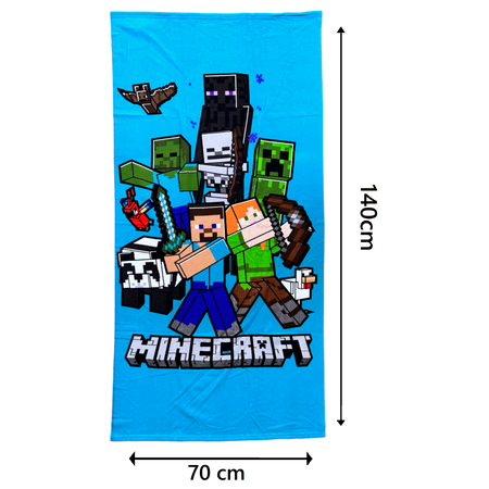 TELO MARE MINECRAFT PER BAMBINI IN MICROFIBRA CM 140X70 - MNC24-3749