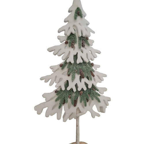 Albero di natale bianco h 100 cm per interno con pigne decorazione natalizia