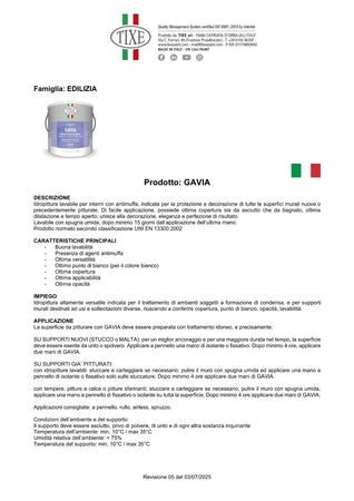Tixe Gavia 14lt idro pittura acrilica bianca opaca lavabile per interni