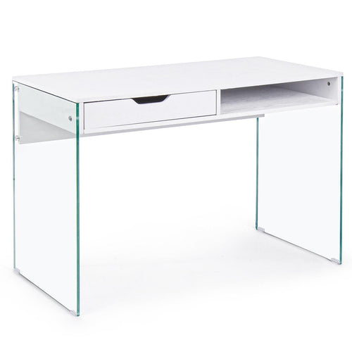 Scrivania Armos con cassetti porta pc da ufficio e cameretta in legno 110 cm
