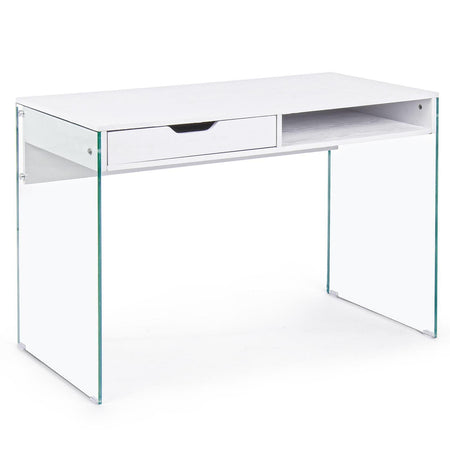 Scrivania "Armos" con cassetti porta pc da ufficio e cameretta in legno 110 cm