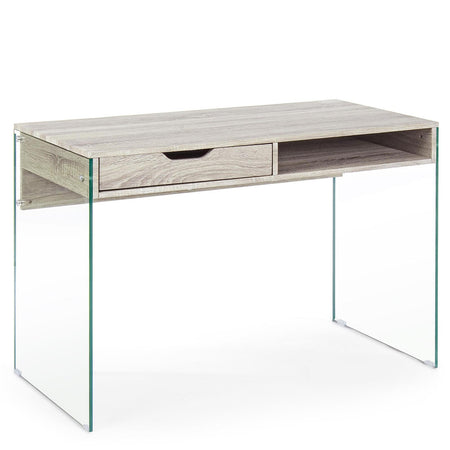 Scrivania "Armos" con cassetti porta pc da ufficio e cameretta in legno 110 cm