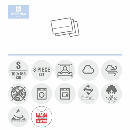 Completo Lettino 3 Pz 100X165X1 Cm Astra Azzurro