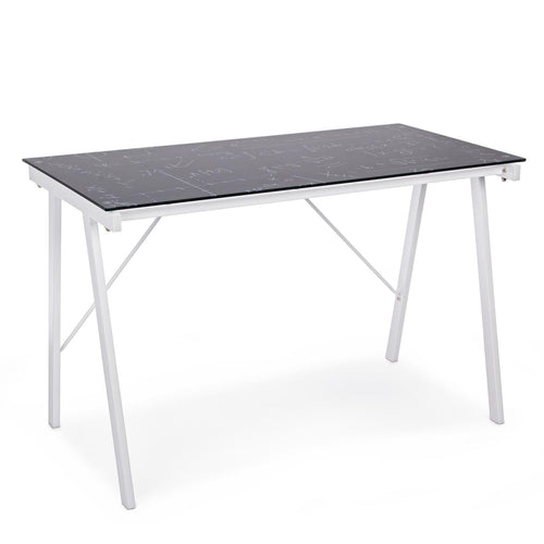 Scrivania moderna Young porta pc da ufficio e cameretta in vetro 113 cm