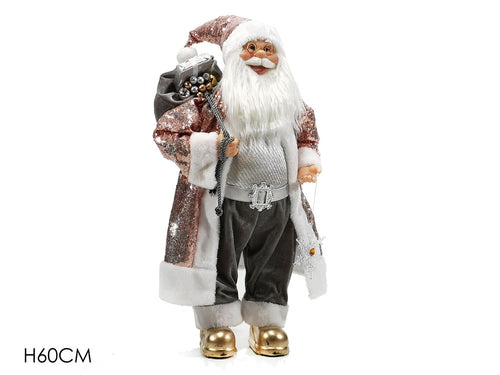 Babbo Natale H60cm Rosa con Paillettes