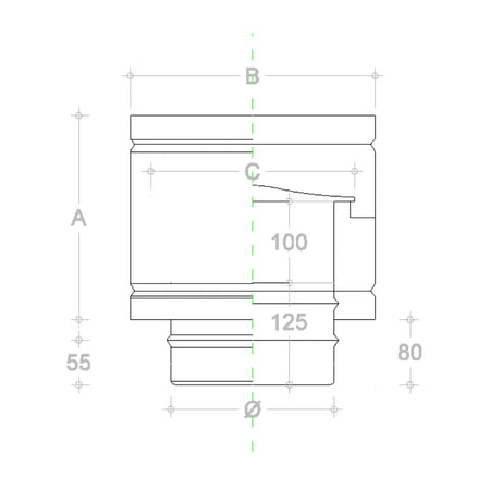 Fumaiolo da 200mm terminale tipo botte 4 venti di rame base tonda M maschio