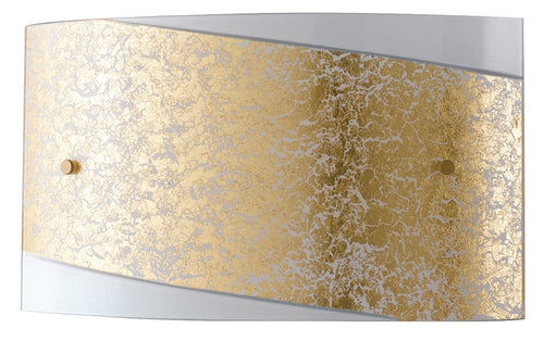 Applique Rettangolare Vetro Bianco Fascia Oro Lampada Moderna E27
