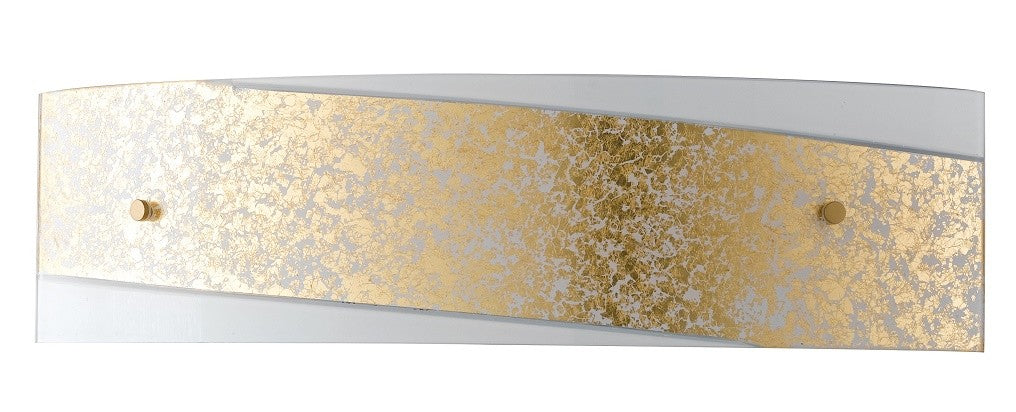Applique Lampada da Parete Rettangolare Vetro Bianco Fascia Oro Moderna E27