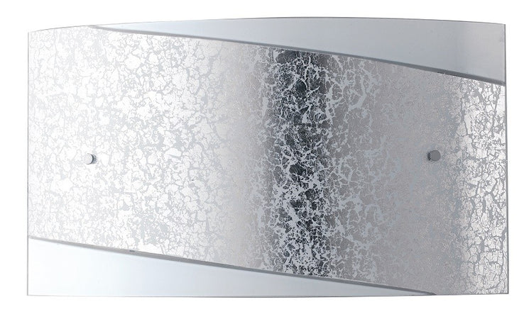 Applique Moderna Vetro Bianco Fascia Argento Rettangolare Lampada da Parete E27