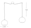 Lampada a 2 sospensioni 60W 2xE27 oro GLAM