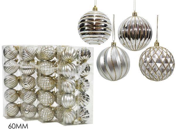 Set 10 Palle 60mm Silver 4 Assortimenti