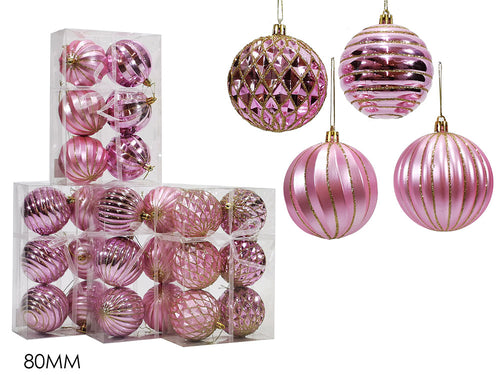 Set 6 Palle 80mm Rosa 4 Assortimenti