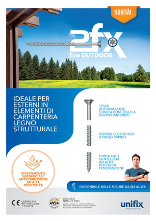 Vite per legno 6x180mm - 10 unità 2FX Duofix Evo Outdoor impronta torx