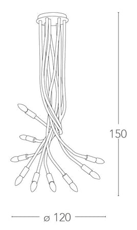 Plafoniera Nove Luci Bianca Metallo Silicone Flessibile Soffitto Lampada Moderna E14