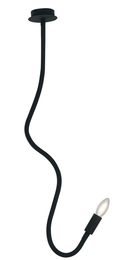 Plafoniera Nera Una Luce Metallo Silicone Flessibile Lampada Moderna Soffitto E14