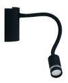 Applique Lampada da Lettura Flessibile Silicone Nero Moderna Led 3 watt Luce Calda
