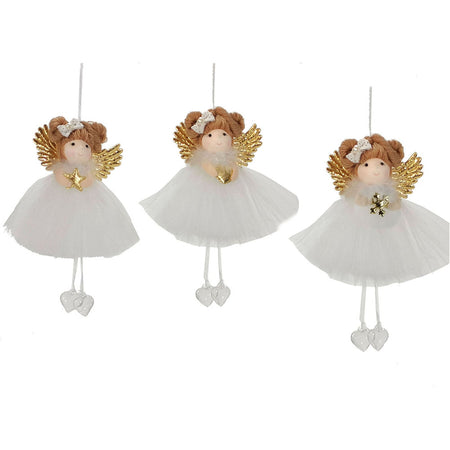 Pendaglio angelo ballerina in tuller h 20 cm per albero di natale