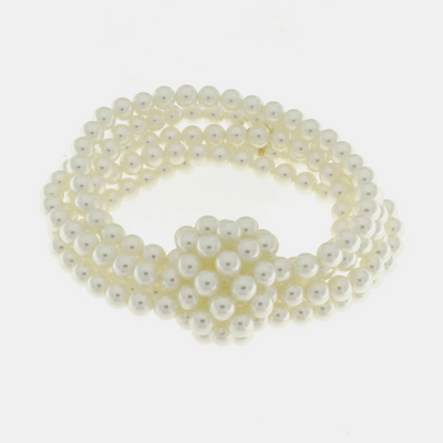 BySimon - Bracciale in Metallo con perle e nodo centrale